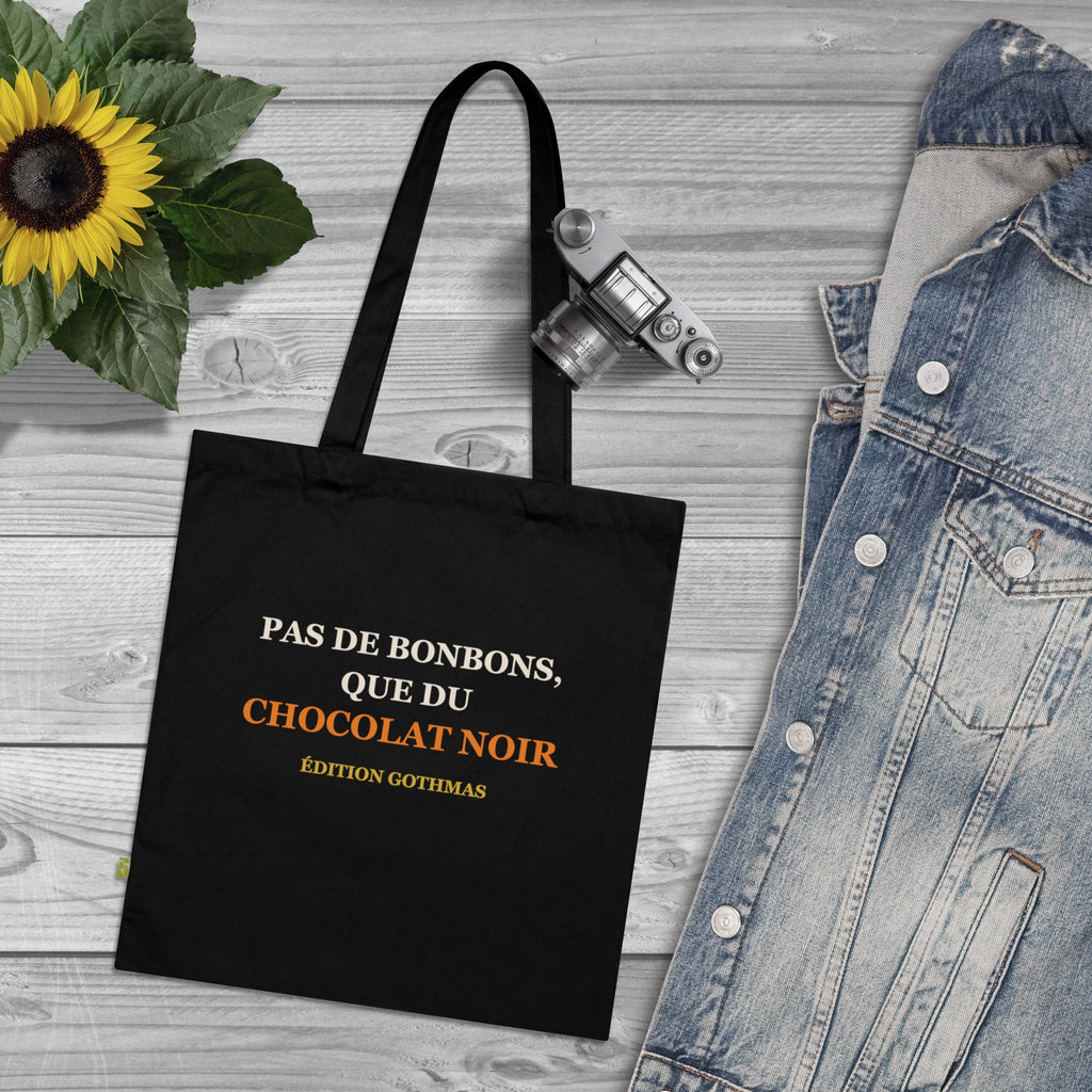 Tote bag Halloween « Pas de bonbons, que du chocolat noir » – Édition Gothmas