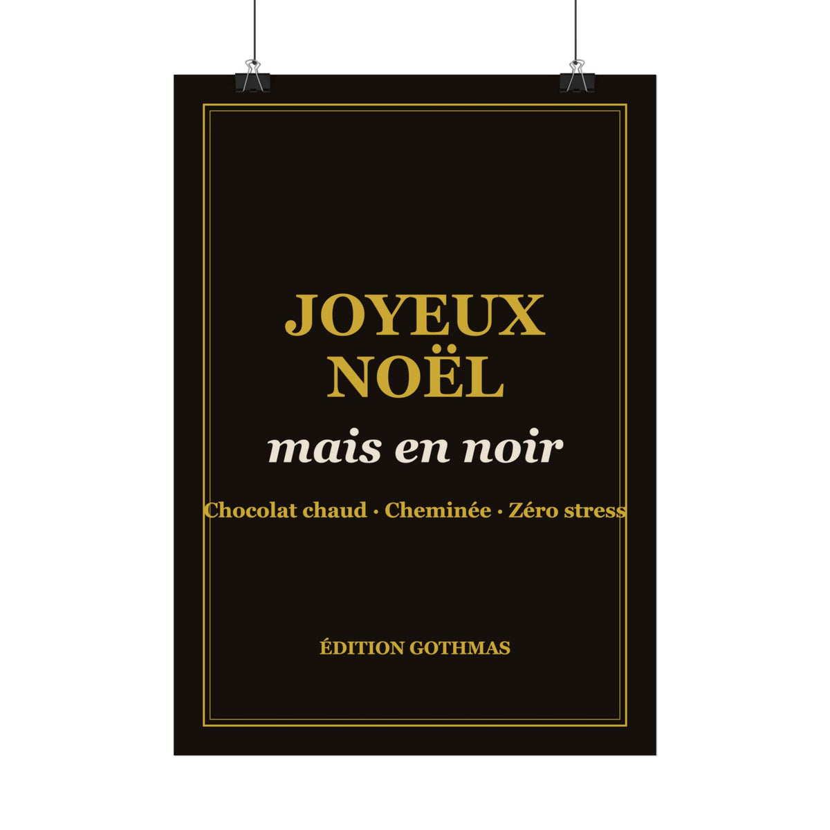 Affiche Noël « Joyeux Noël, mais en noir » – Édition Gothmas