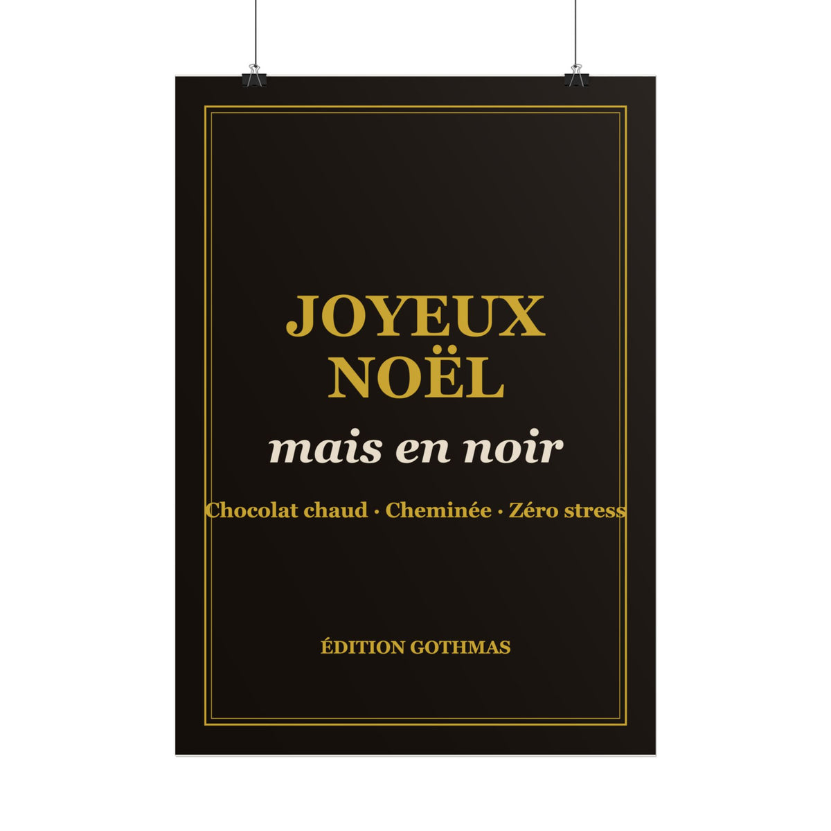 Affiche Noël « Joyeux Noël, mais en noir » – Édition Gothmas