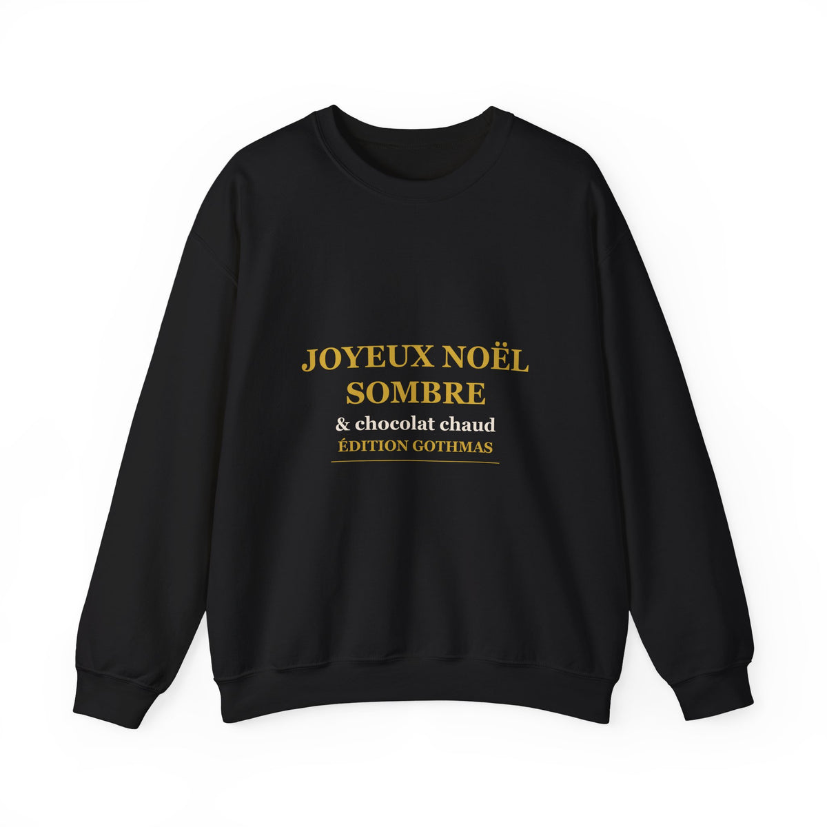 Sweat de Noël noir gothique Joyeux Noël sombre et chocolat chaud, design doré