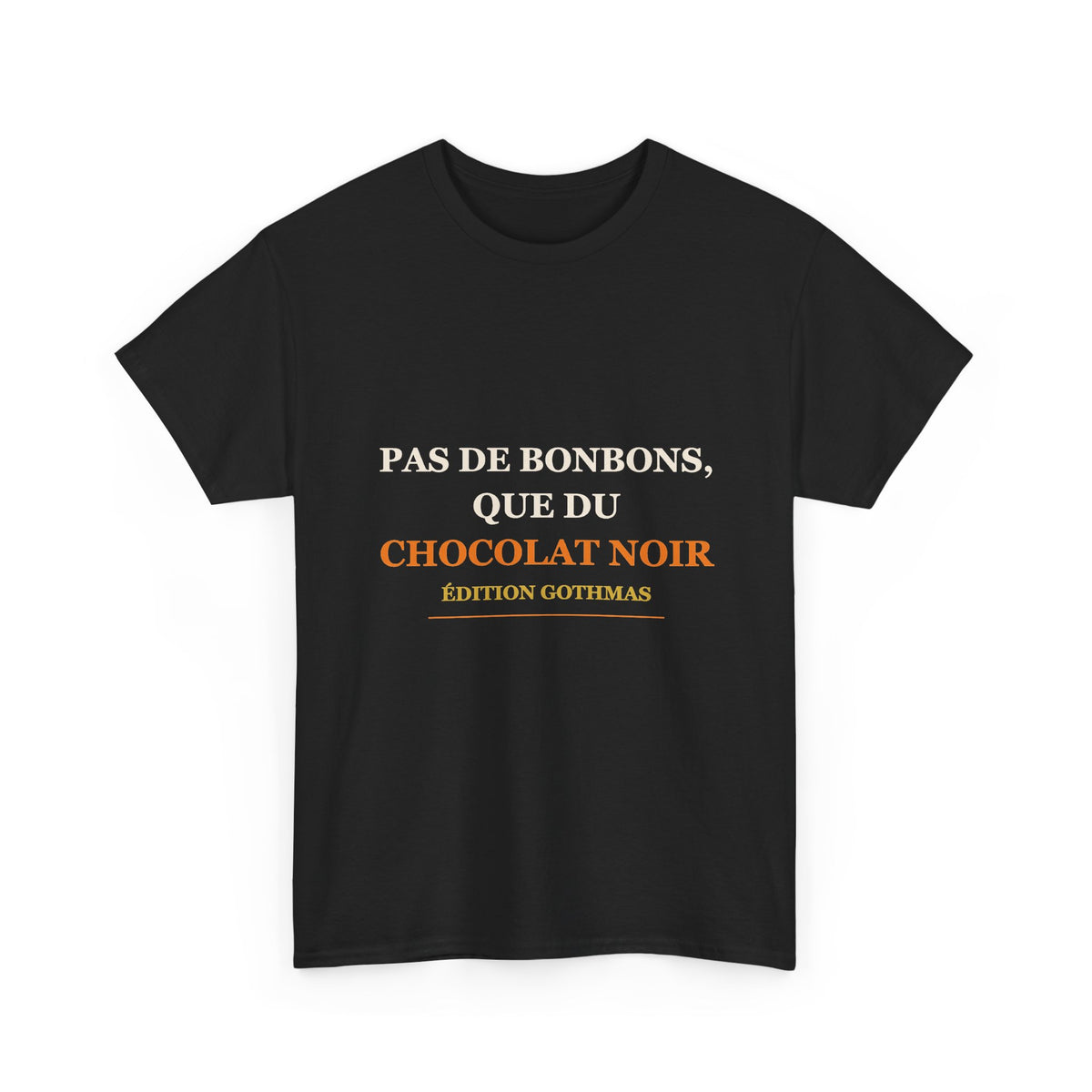T-shirt Halloween « Pas de bonbons, que du chocolat noir » – Édition Gothmas