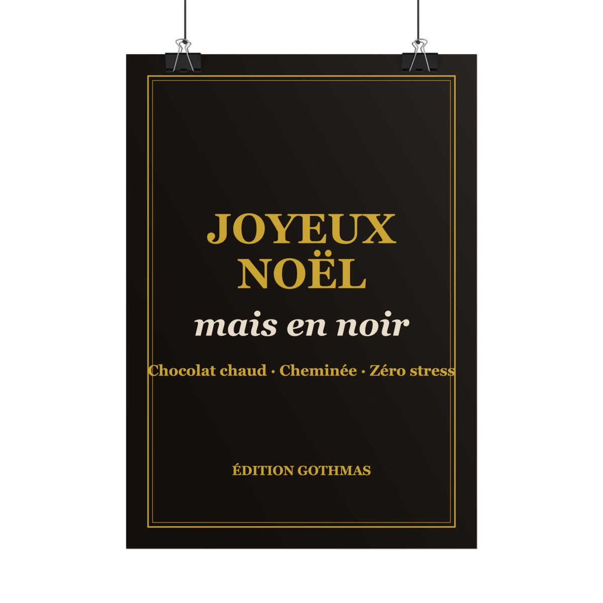 Affiche Noël « Joyeux Noël, mais en noir » – Édition Gothmas
