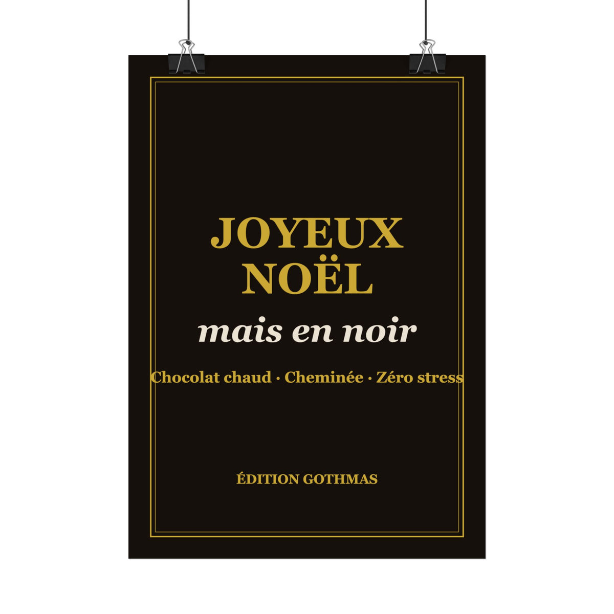 Affiche Noël « Joyeux Noël, mais en noir » – Édition Gothmas