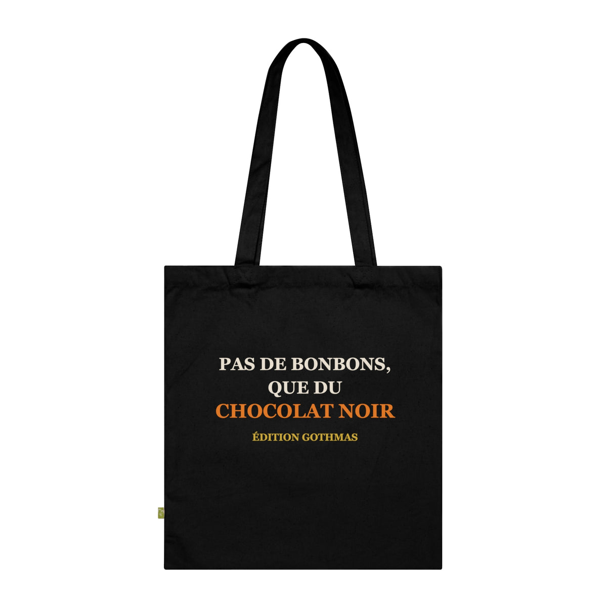 Tote bag Halloween « Pas de bonbons, que du chocolat noir » – Édition Gothmas