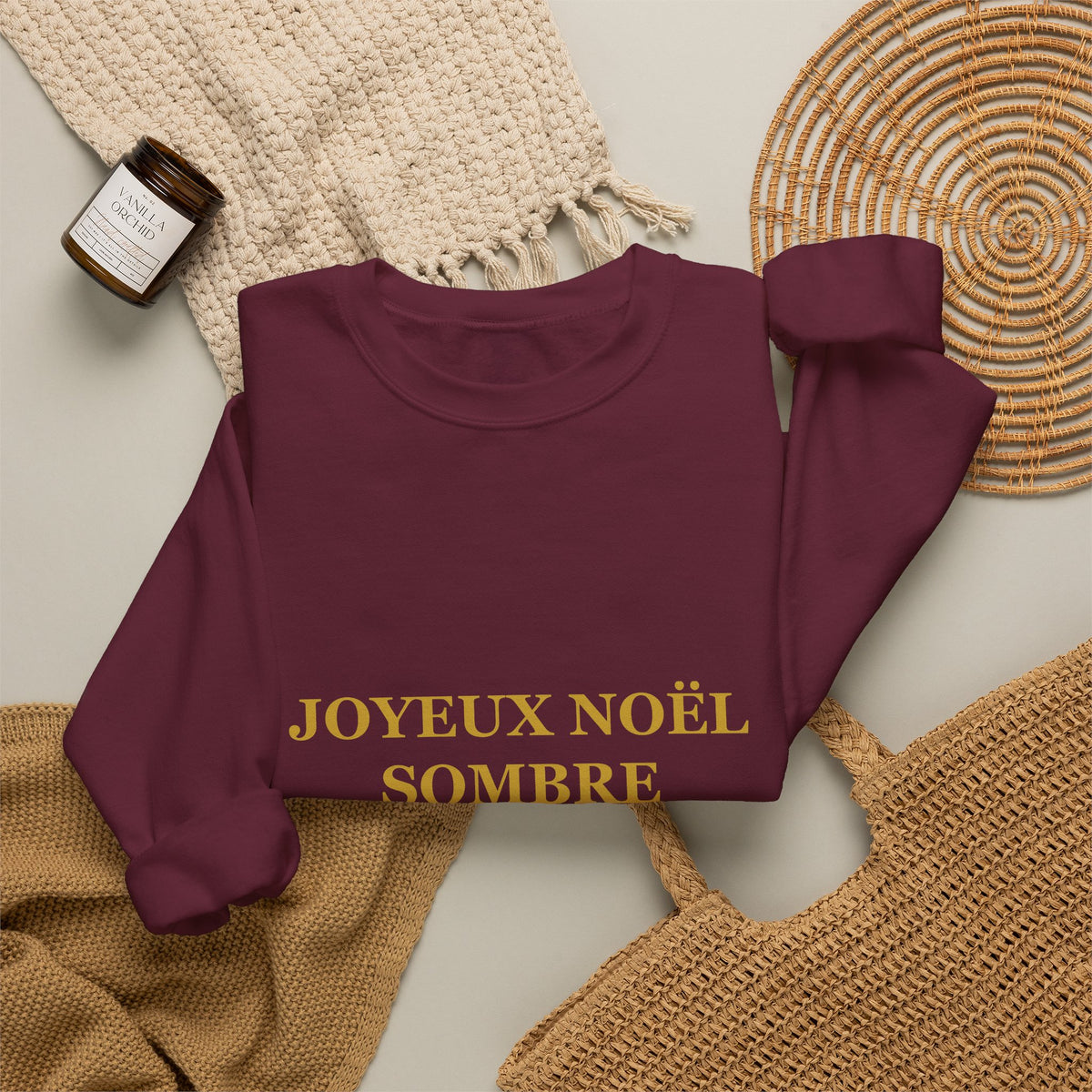 Sweat de Noël gris anthracite Joyeux Noël sombre, design doré